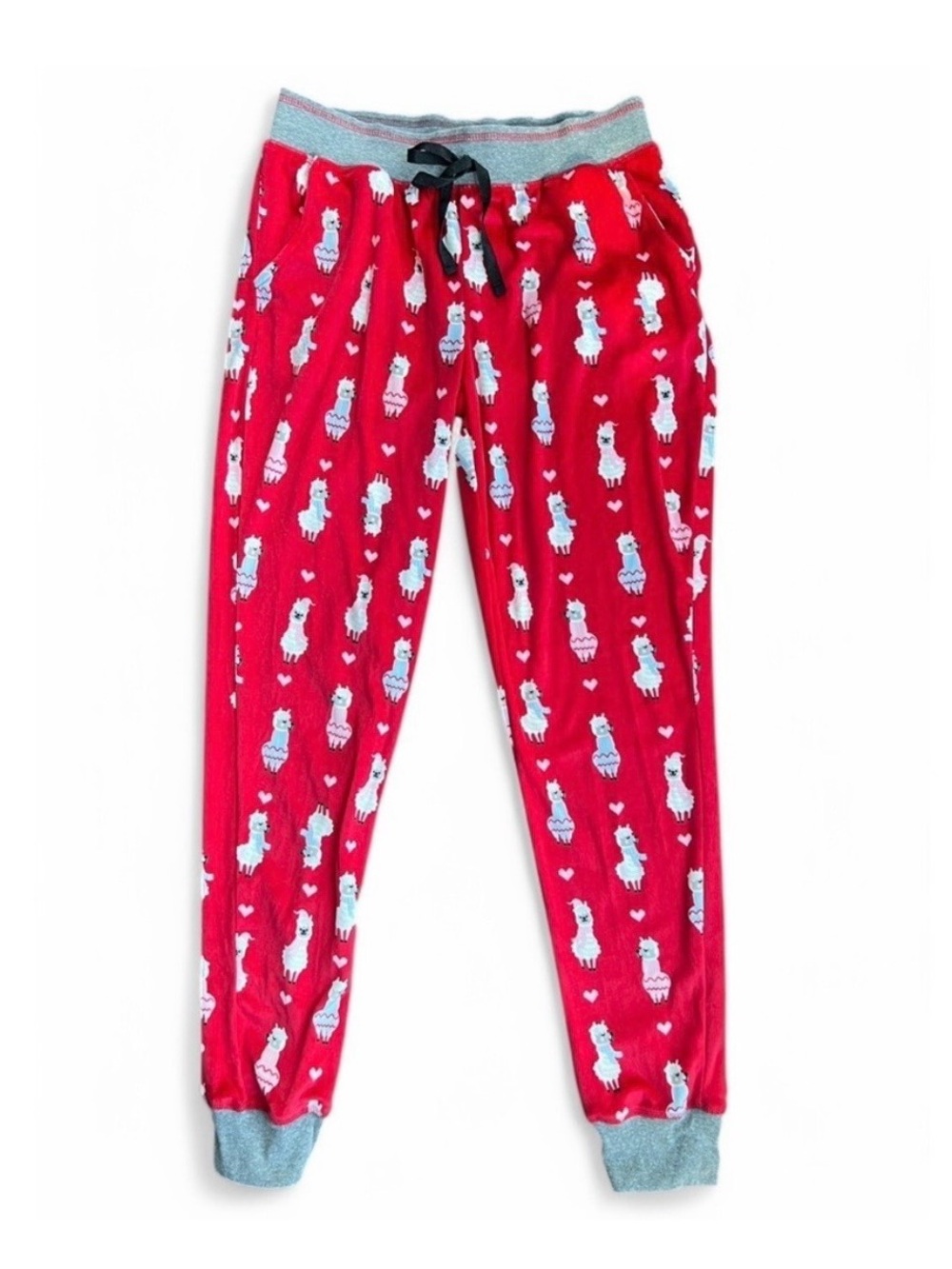 Cozy Red Llama Print Pajama Pants -Small